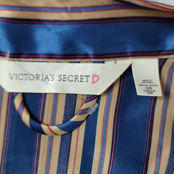 VICTORIA'S SECRET Gold & Blue Striped Robe‎ - Picture 3 of 5